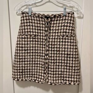 Sandro Black and Cream Mini Skirt